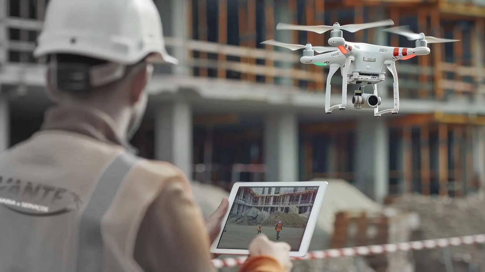 inspeção com drone em obra